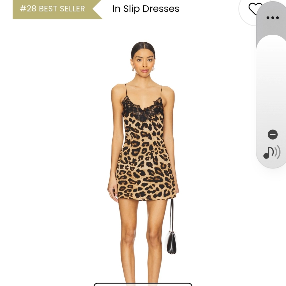 Superdown Leopard Print Slip with Black Lace Nwt